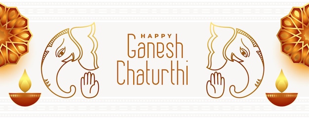 Hindu festival ganesh chaturthi decorative banner with diya design