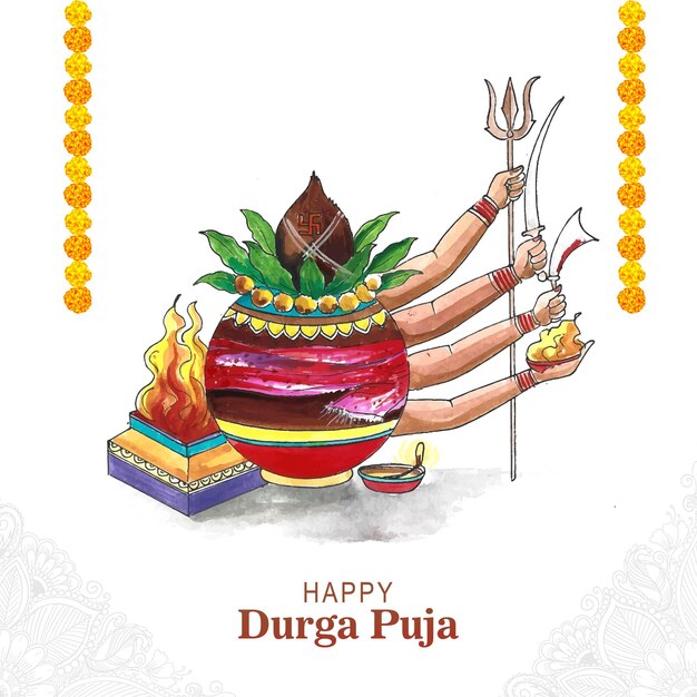 힌두교 축제 shubh navratri 또는 durga puja 축하 카드 배경