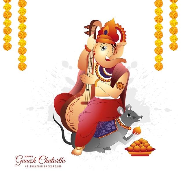 Hindu god lord ganesha festival holiday card background