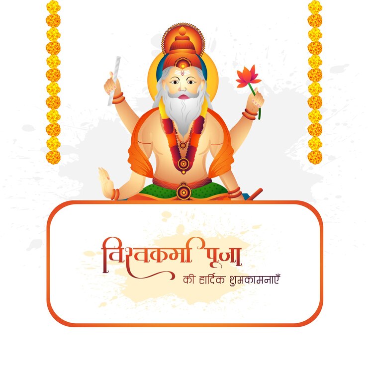 मुफ़्त वेक्टर hindu god vishwakarma puja beautiful celebration card background
