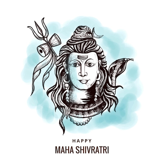 Free vector hindu lord shiva for indian god maha shivratri beautiful card background