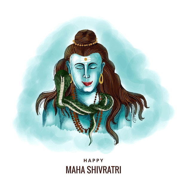 Hindu lord shiva for indian god maha shivratri beautiful card background