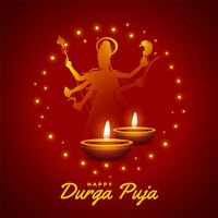 Free vector hindu religious durga pooja festival greeting background in silhouette style vector illustration