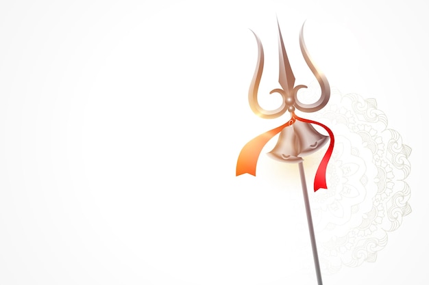 Free vector hindu religious trishul on white background for maha shivratri festive