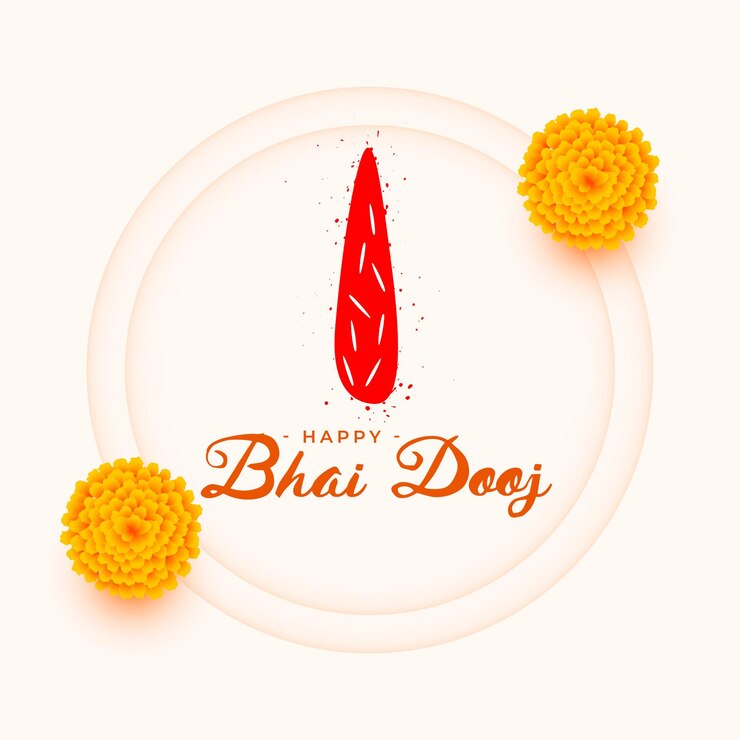 मुफ़्त वेक्टर hindu traditional bhai dooj wishes background with marigold and tilak design vector