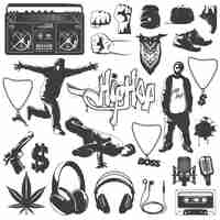 Free vector hip hop icon set