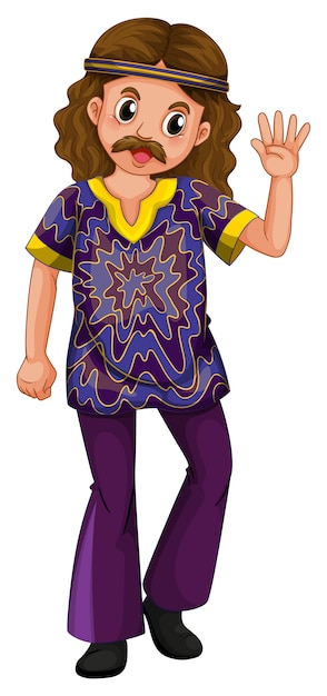 Бесплатное векторное изображение Человек-хиппи в фиолетовом костюме