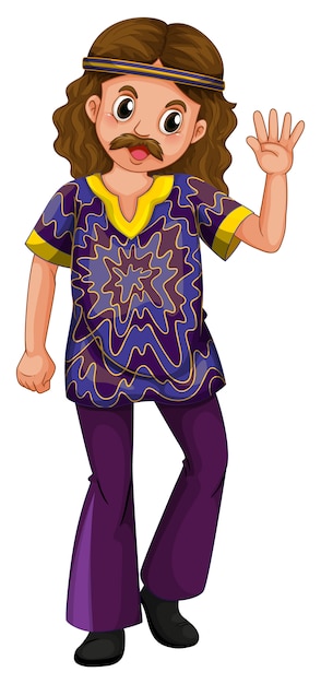 Free vector hippie man in purple costume