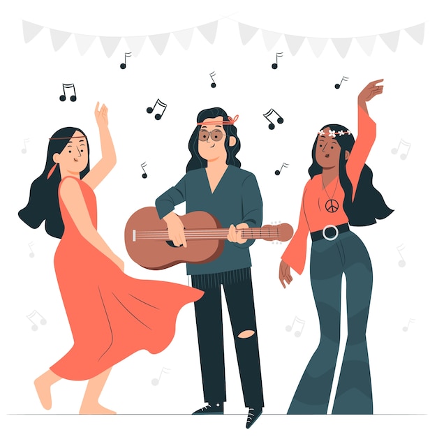 Free vector hippie party concept illustration