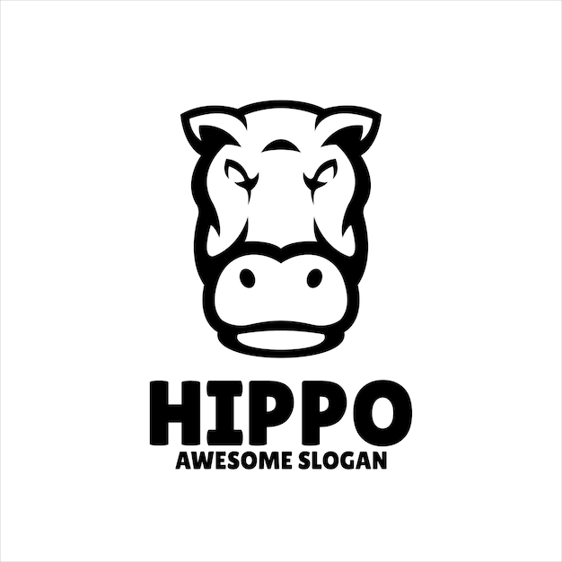 Free vector hippo simple mascot logo design illustration