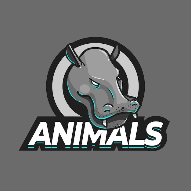 Hippopotamus mascot logo template