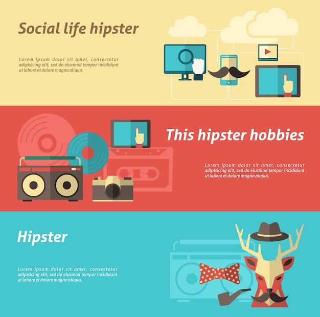 Free vector hipster banner set