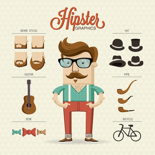 요소와 함께 hipster 문자