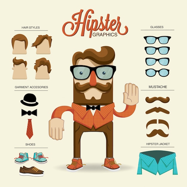 Vettore gratuito carattere hipster