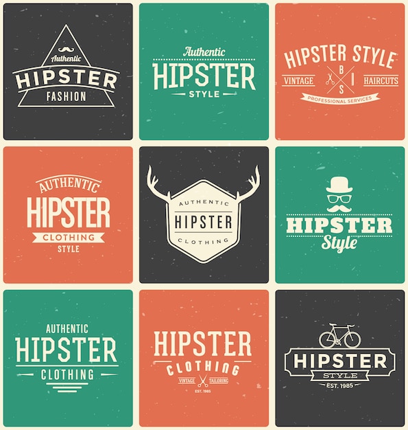 Free vector hipster designs collection