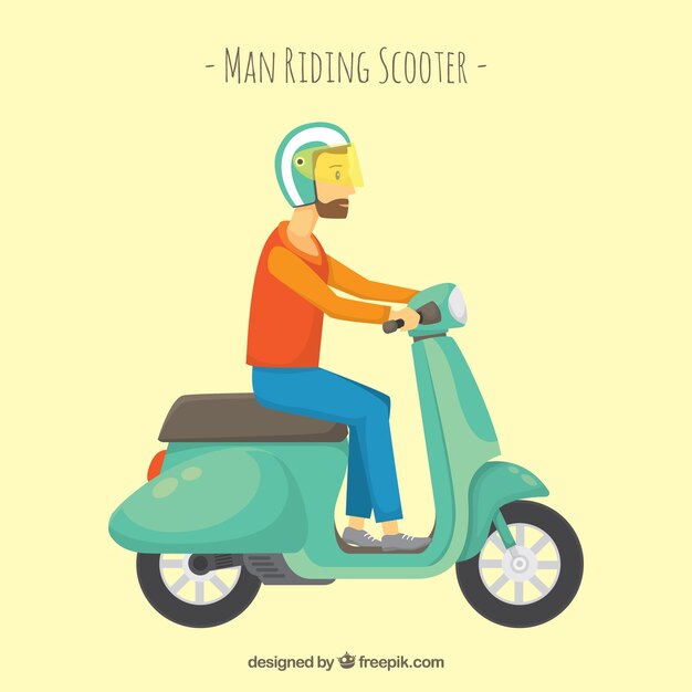 Hipster on electric scooter