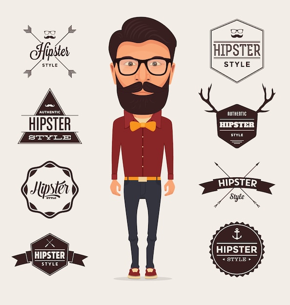 Vettore gratuito hipster logo modelli di raccolta