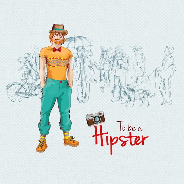 Hipster man background design