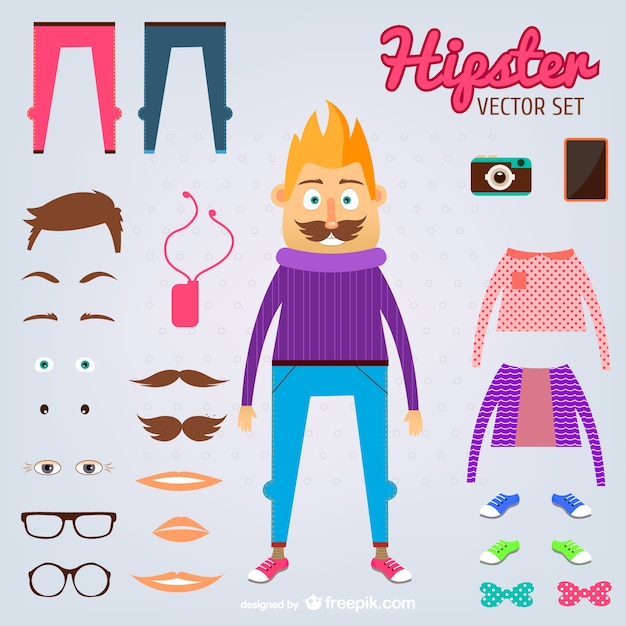 Free vector hipster man and his elements