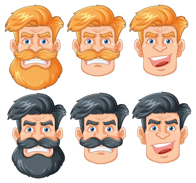 Free vector hipster man with mixed facial expressions