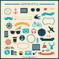 Vettore gratuito collezione ornamenti hipster