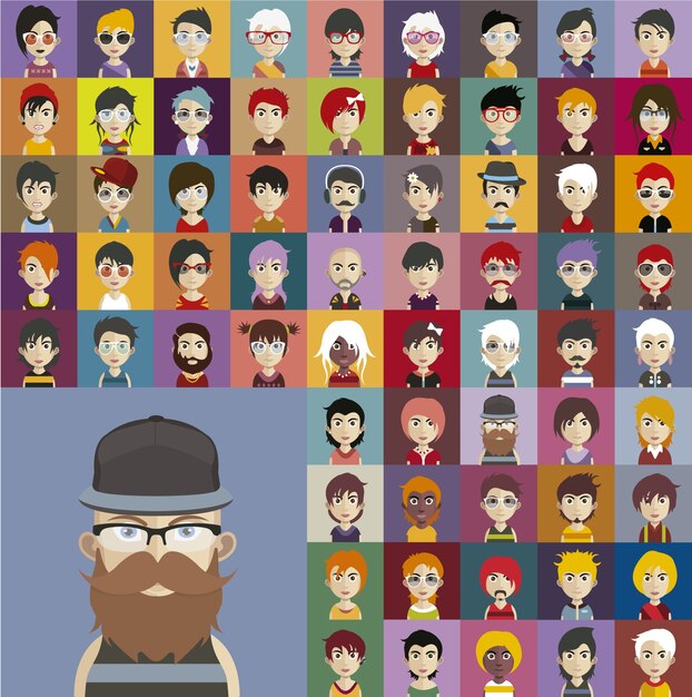 Hipster people avatar collection