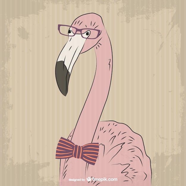 Hipster pink flamingo