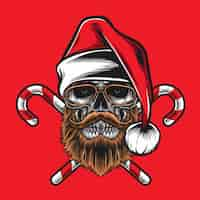 Free vector hipster skull santa claus vector