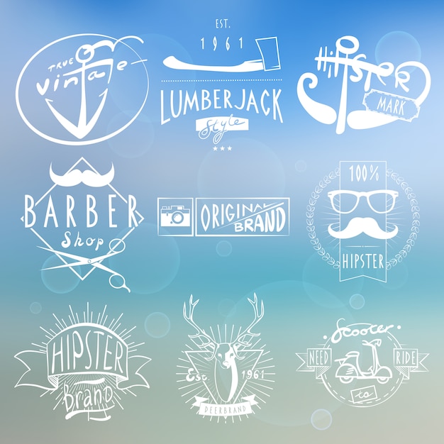 Free vector hipster white vintage labels background