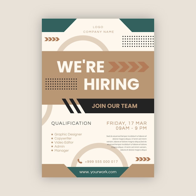 Free vector hiring poster design template