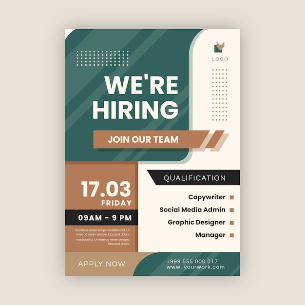 Free vector hiring poster design template