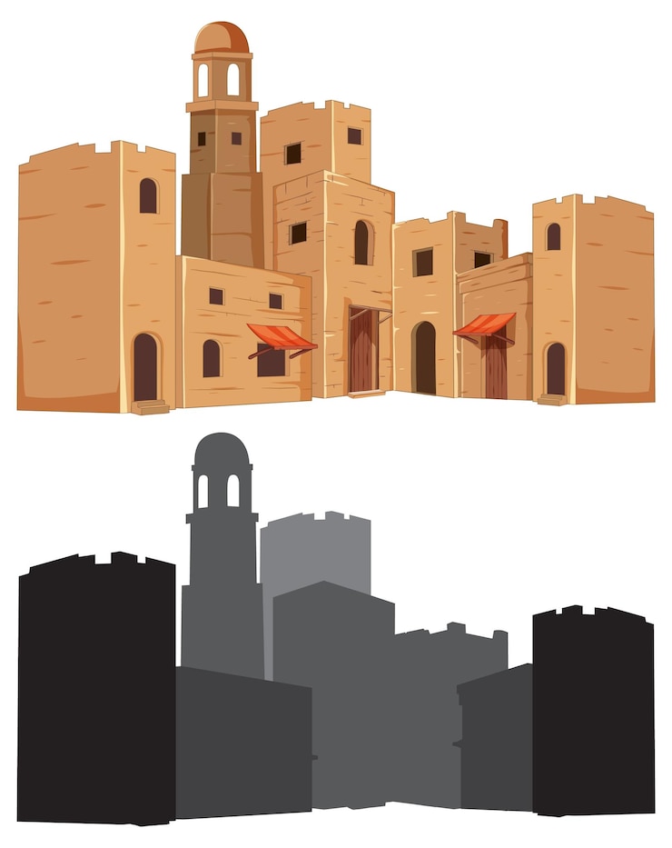 免費 Vector 歷史悠久的建築與 siluet