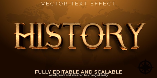 Free vector history text effect, editable old and historical text style