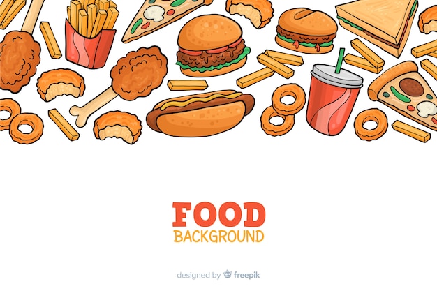 Hnad drawn fast food background