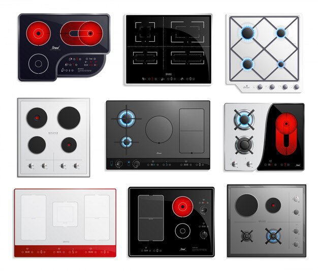 Free vector hob surfaces icon set