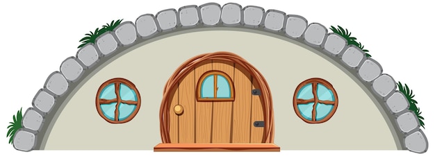 Casa hobbit isolata su sfondo bianco