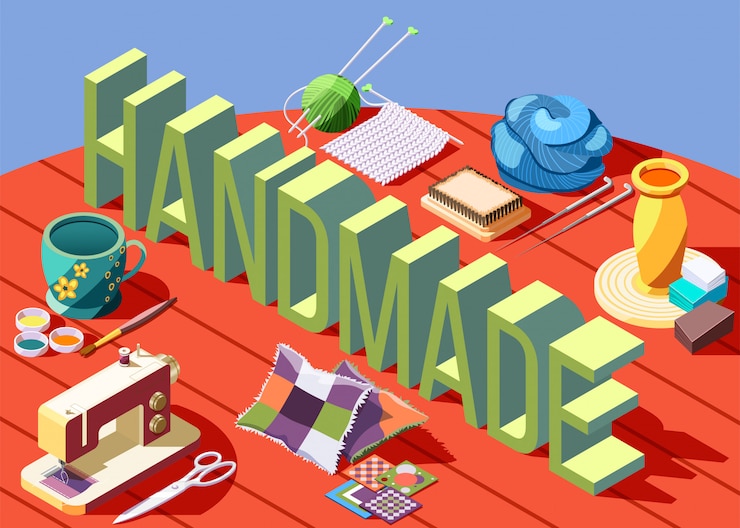 Free Vector hobby crafts isometric composition with various tools for creating handmade objects 3d 