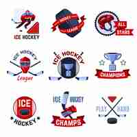 Vettore gratuito set di emblemi di hockey