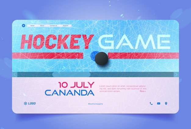 Free vector hockey game landing invitation or ticket booking