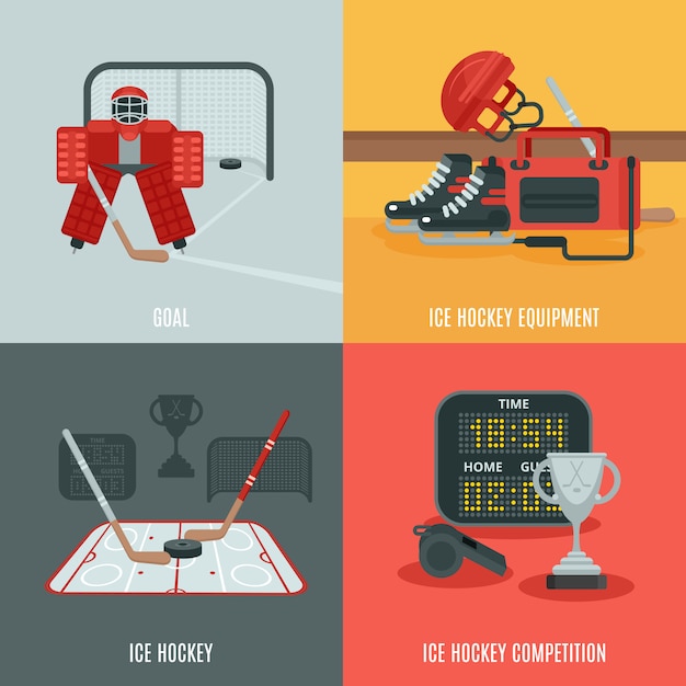 Free vector hockey icons set