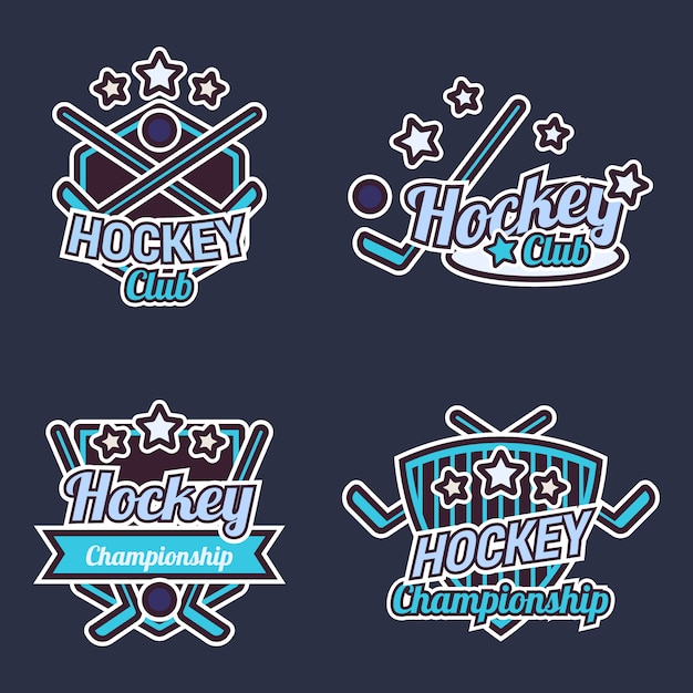 Vettore gratuito collezione etichetta hockey