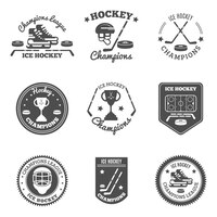Free vector hockey labels set