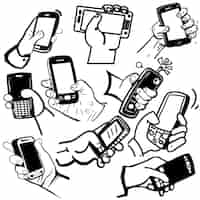 Free vector hold hand phone mobile isllustration