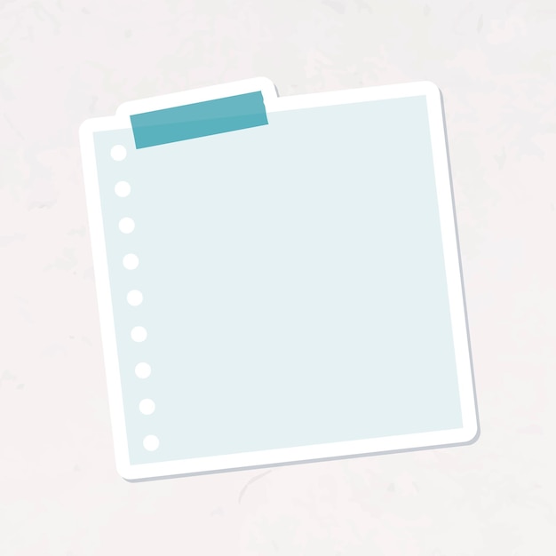 Hole punched blue notepaper journal sticker vector
