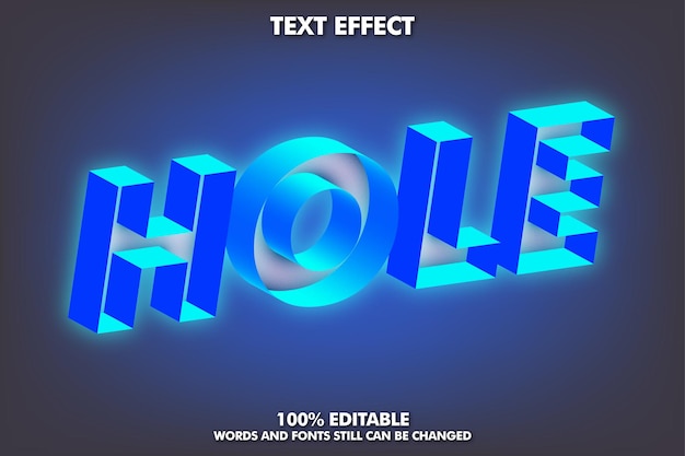 Free vector hole text effect with blue light 
editable text effect