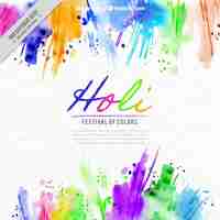 무료 벡터 수채화 화려한 얼룩의 holi 배경