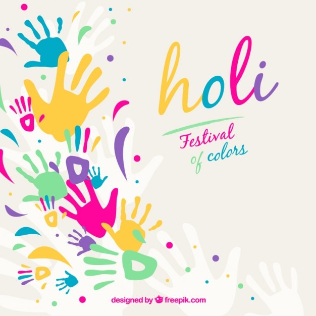 Holi background with colorful handprints