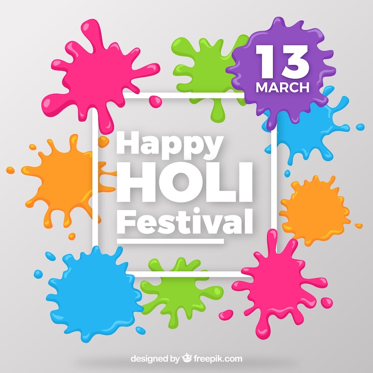 ฟรี Vector holi background with colorful paint stains