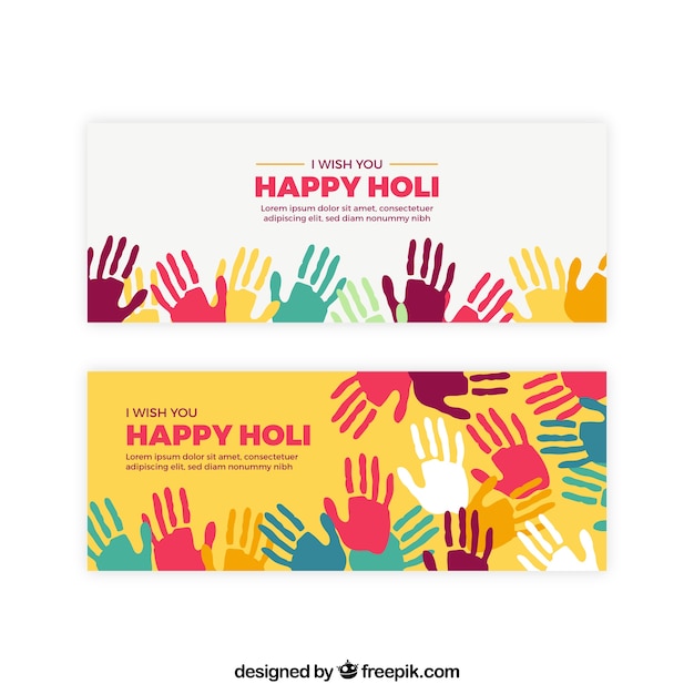 Holi banners with hands