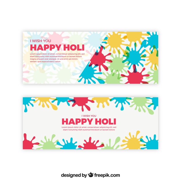 Holi banners with paint splashes